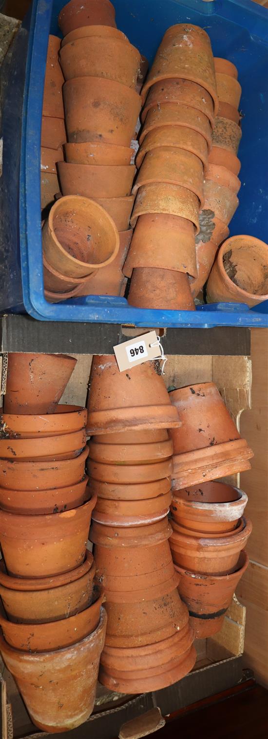 A quantity of vintage terracotta pots Larger 14cm